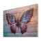 Designart - Vintage Blue Butterfly II - Modern Print on Natural Pine Wood
